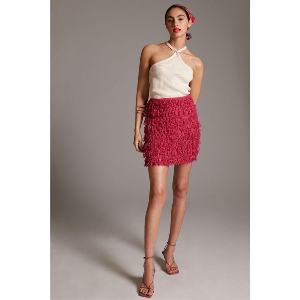 Anthropologie Let Me Be Fringe Skirt